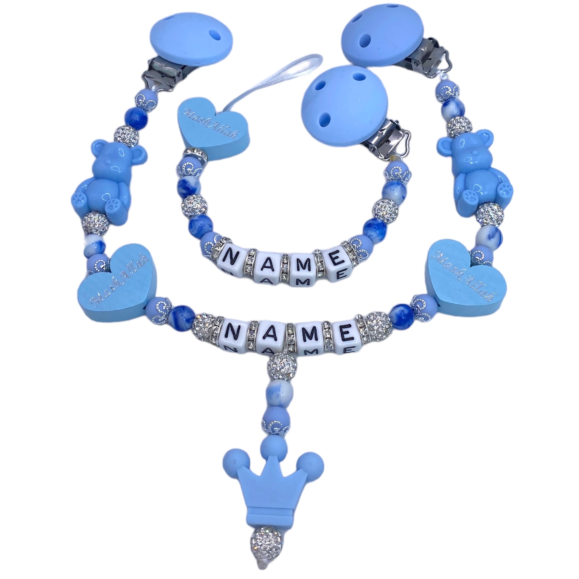 Blauer Teddy /Herz Set